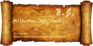 Milhofer József névjegykártya